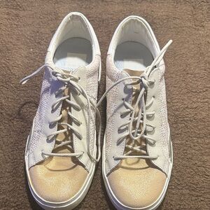 Dolce Vita White and Gold Sneakers